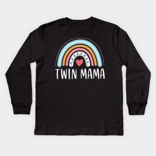 Twin Mama Gifts For Women Funny Mom Of Two Rainbow Kids Long Sleeve T-Shirt